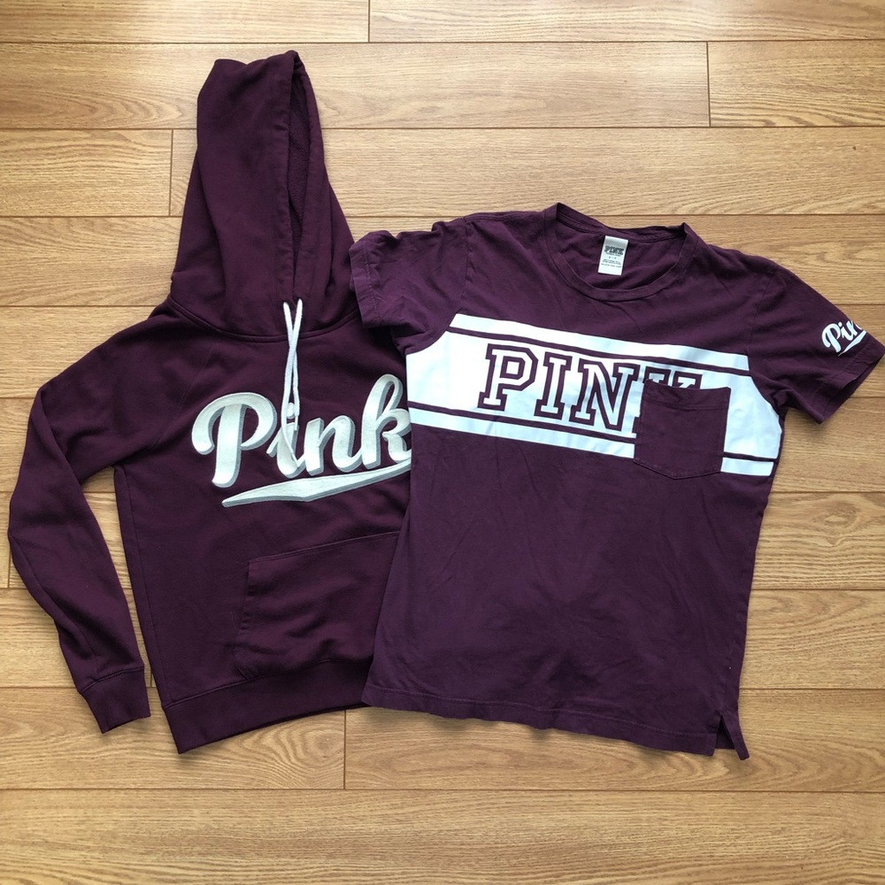 PINK Victoria’s Secret Hoodie + Pocket Tee Combo